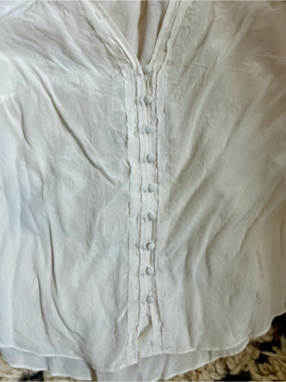 Veronica Beard 100% Silk Blouse, White V-Neck Button Front - Picture 2 of 8